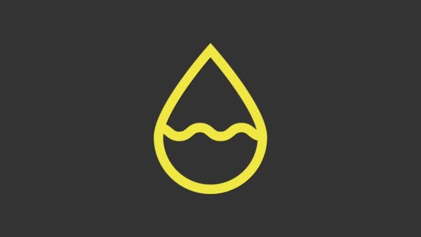 Gelbes Wassertropfen-Symbol auf grauem Hintergrund. 4K Video Motion Grafik Animation - Filmmaterial, Video