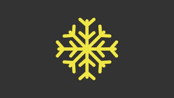 Желтый значок Снежинки выделен на сером фоне. Видеографическая анимация 4K - Кадры, видео