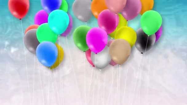 Monet ilmapallot, värikäs, keinuvat voimalla tuulen - Materiaali, video