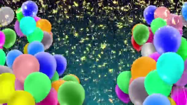 Molti palloncini, colorati, ondeggianti con la forza del vento - Filmati, video