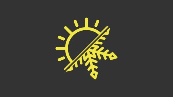 Жовтий Гарячий і холодний символ. Піктограма сонця і сніжинки ізольовані на сірому фоні. Зимовий і літній символ. 4K Відео рух графічна анімація
 - Кадри, відео