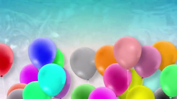 Много воздушных шаров, разноцветных, летящих от силы ветра - Кадры, видео