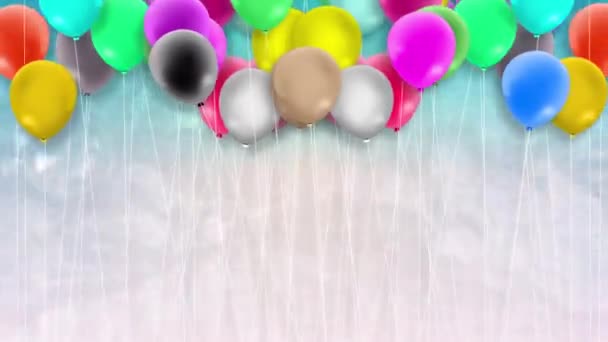 Wiele balonów, kolorowe, kołysząc się z siłą wiatru - Materiał filmowy, wideo