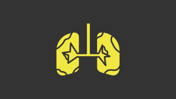 Icono Lungs amarillo aislado sobre fondo gris. Animación gráfica de vídeo 4K - Metraje, vídeo