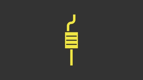 Sárga autó kipufogó ikon elszigetelt szürke háttér. Kipufogócső. 4K Videó mozgás grafikus animáció - Felvétel, videó