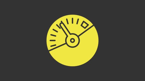 Żółta ikona prędkościomierza odizolowana na szarym tle. 4K Animacja graficzna ruchu wideo - Materiał filmowy, wideo