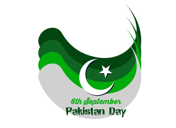 Tag der Unabhängigkeit Pakistans, 14. August. Grußkarte. Auf weißem Hintergrund vereinzelt Pakistan-Fahnen schwenkend - Foto, Bild