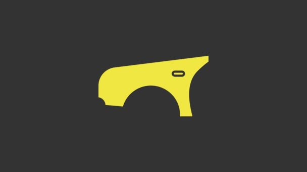 Icono guardabarros amarillo coche aislado sobre fondo gris. Animación gráfica de vídeo 4K - Metraje, vídeo