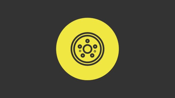 Icône de disque de frein de voiture jaune isolé sur fond gris. Animation graphique de mouvement vidéo 4K - Séquence, vidéo