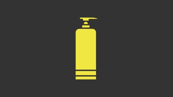 Sárga krém vagy krém kozmetikai cső ikon elszigetelt szürke alapon. Testápolási termékek férfiaknak. 4K Videó mozgás grafikus animáció - Felvétel, videó