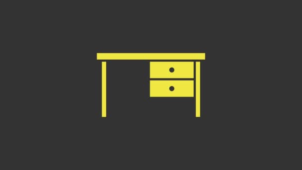 Yellow Office desk icon isolated on grey background. 4K Video motion graphic animation - Footage, Video