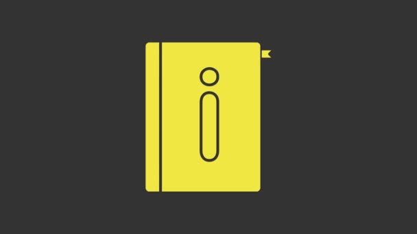 Ícone manual do usuário amarelo isolado no fundo cinza. Guia do usuário livro. Sinal de instrução. Leia antes de usar. Animação gráfica em movimento de vídeo 4K - Filmagem, Vídeo