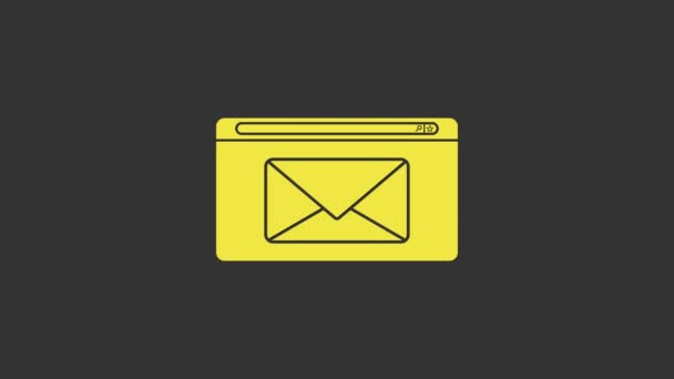 Yellow Mail και e-mail εικονίδιο απομονώνονται σε γκρι φόντο. e-mail συμβόλων φακέλων. Email σημάδι μήνυμα. 4K Γραφική κίνηση κίνησης βίντεο - Πλάνα, βίντεο