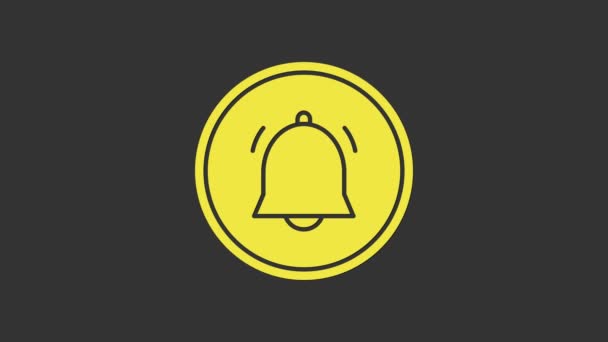 Pulsante cerchio giallo e icona di notifica chat isolato su sfondo grigio. Nuovo messaggio, dialogo, chat, notifica sui social network. Animazione grafica 4K Video motion - Filmati, video