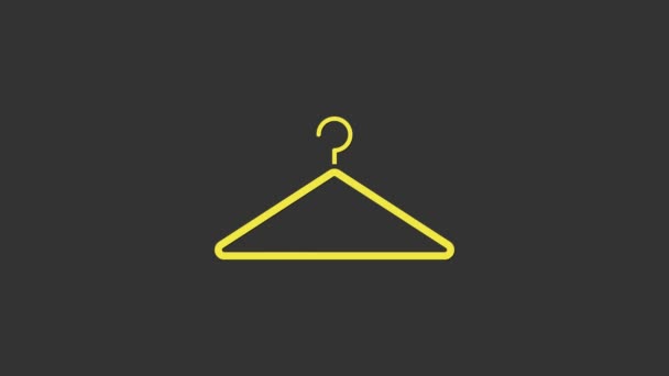 Gele Hanger garderobe pictogram geïsoleerd op grijze achtergrond. Cloakroom icoon. Kleding service symbool. Wasserij hangerbord. 4K Video motion grafische animatie - Video