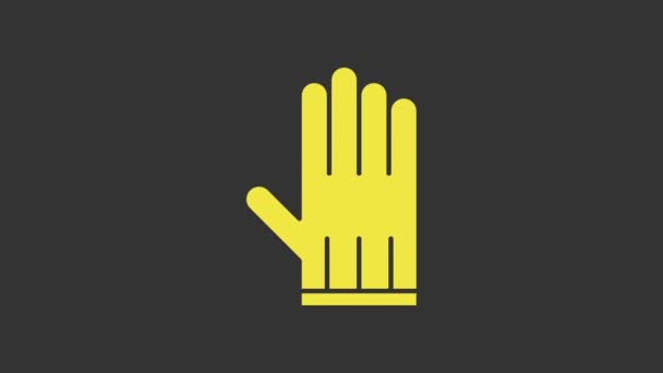 Sárga Bőr kesztyű ikon elszigetelt szürke alapon. 4K Videó mozgás grafikus animáció - Felvétel, videó