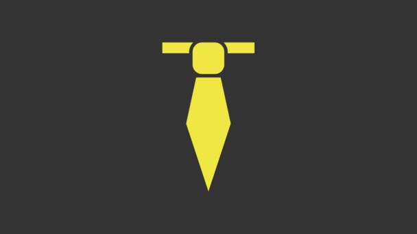 Sárga nyakkendő ikon elszigetelt szürke háttér. Nyakkendő és nyakkendő szimbólum. 4K Videó mozgás grafikus animáció - Felvétel, videó