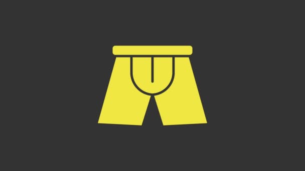 Gelbe Männer Unterhosen Ikone isoliert auf grauem Hintergrund. Männerunterwäsche. 4K Video Motion Grafik Animation - Filmmaterial, Video