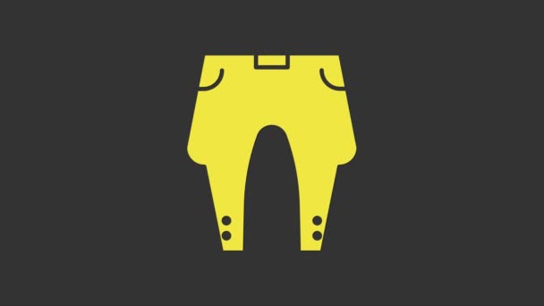 Icono de pantalones amarillos aislado sobre fondo gris. Animación gráfica de vídeo 4K - Imágenes, Vídeo