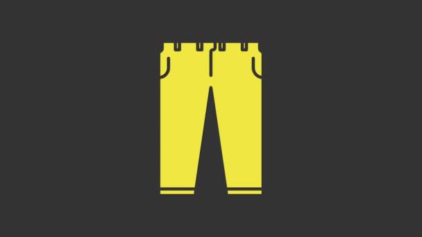Sárga nadrág ikon elszigetelt szürke háttér. 4K Videó mozgás grafikus animáció - Felvétel, videó