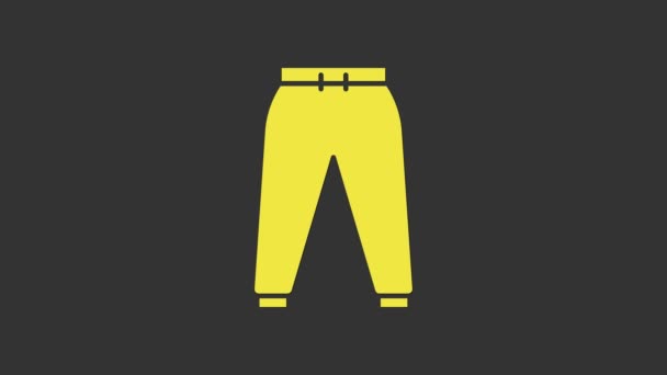 Icono de pantalones Yellow Sport aislado sobre fondo gris. Animación gráfica de vídeo 4K - Metraje, vídeo