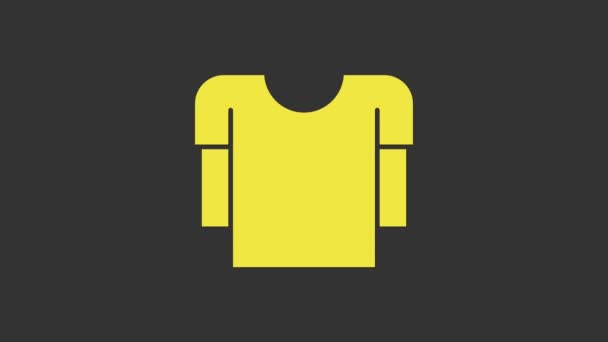 Желтый значок рубашки с длинным рукавом изолирован на сером фоне. Видеографическая анимация 4K - Кадры, видео