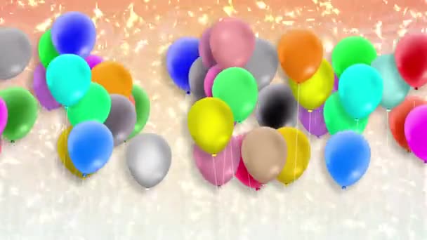 Много воздушных шаров, разноцветных, летящих от силы ветра - Кадры, видео