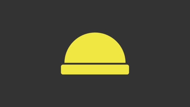 Sombrero amarillo icono aislado sobre fondo gris. Animación gráfica de vídeo 4K - Imágenes, Vídeo