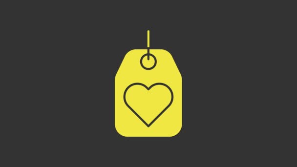 Ikona żółtego serca wyizolowana na szarym tle. Symbol miłości. Symbol walentynkowy. 4K Animacja graficzna ruchu wideo - Materiał filmowy, wideo