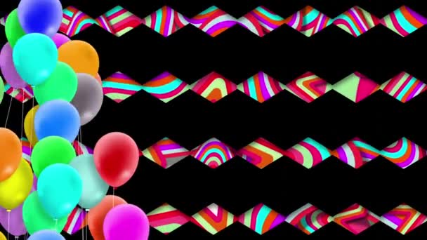 Beaucoup de ballons, colorés, oscillant avec la force du vent - Séquence, vidéo