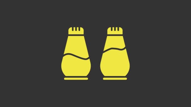 Icono de sal y pimienta amarilla aislado sobre fondo gris. Cocinar especias. Animación gráfica de vídeo 4K - Imágenes, Vídeo