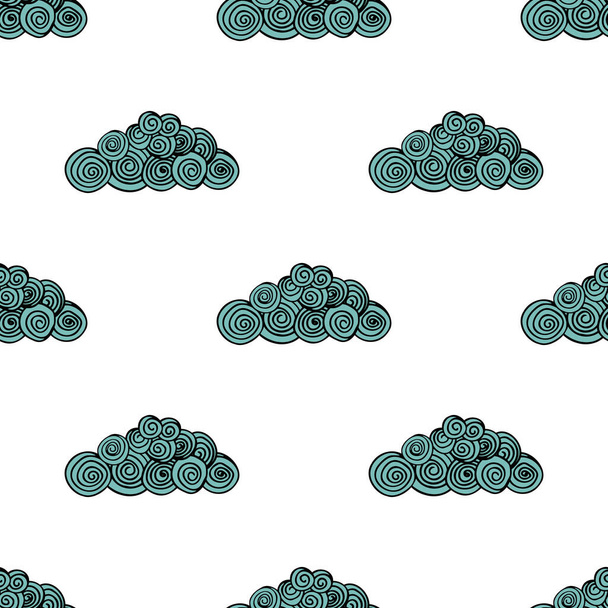 Vector seamless pattern with swirl clouds. - Vector, afbeelding