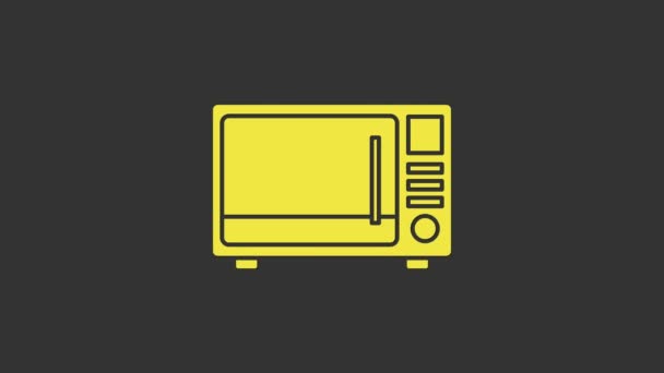 Žlutá ikona trouby izolované na šedém pozadí. Ikona domácích spotřebičů. Grafická animace pohybu videa 4K - Záběry, video