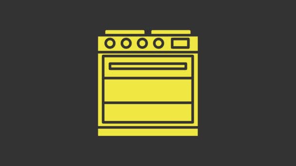 Icono del horno amarillo aislado sobre fondo gris. letrero horno de gas estufa. Animación gráfica de vídeo 4K - Metraje, vídeo