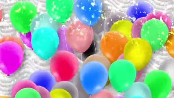 Veel ballonnen, kleurrijk, zwaaiend met de kracht van de wind - Video