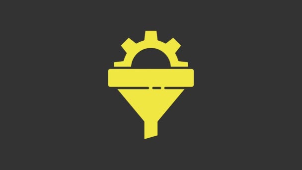 Embudo de ventas amarillo con flechas para el icono de marketing y startup aislado sobre fondo gris. Plantilla infográfica. Animación gráfica de vídeo 4K - Imágenes, Vídeo