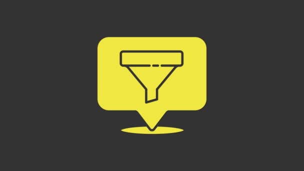Sárga Helyszín értékesítési tölcsér ikon elszigetelt szürke háttér. Infografikus sablon. 4K Videó mozgás grafikus animáció - Felvétel, videó