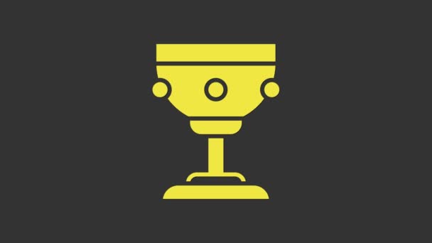 Yellow Christian chalice icon isolated on grey background. Christianity icon. Happy Easter. 4K Video motion graphic animation - Footage, Video