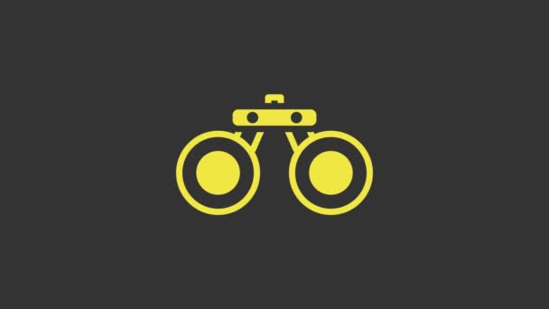 Yellow Binoculars icon isolated on grey background. Find software sign. Spy equipment symbol. 4K Video motion graphic animation - Footage, Video
