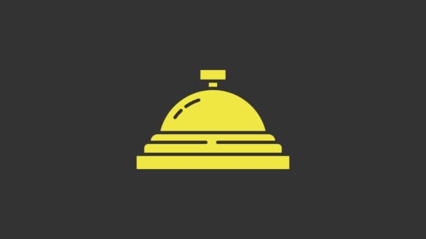 Yellow Hotel service bel pictogram geïsoleerd op grijze achtergrond. Ontvangstbel. 4K Video motion grafische animatie - Video