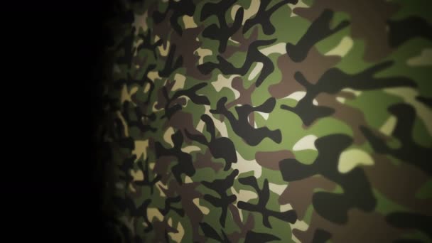 Groene camouflage patroon achtergrond. Militair uniform concept. Abstracte lijn en golf textuur. Lusanimatie. - Video