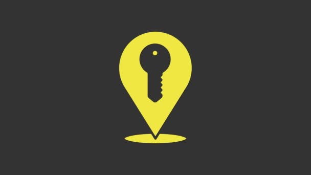 Ікона "Жовтого місця" ізольована на сірому фоні. Концепція будинку-індика. 4K Відеографічна анімація - Кадри, відео
