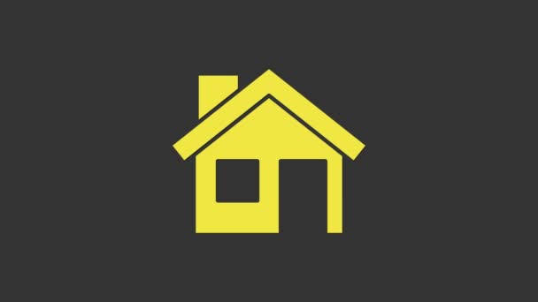 Желтый Дом значок изолирован на сером фоне. Домашний символ Видеографическая анимация 4K - Кадры, видео