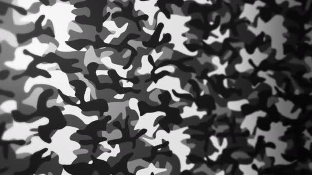 Witte camouflage patroon achtergrond. Militair uniform concept. Abstracte lijn en golf textuur. Lusanimatie. - Video