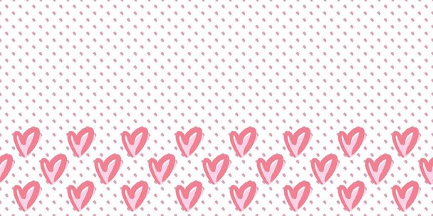 Patrón sin costura de la frontera del marco del corazón del amor de Valentine - Vector, Imagen