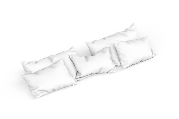 Almohadas decorativas maqueta aislada sobre fondo blanco - 3d render - Foto, Imagen