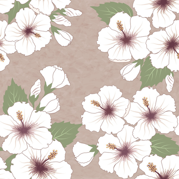 tropical pattern with hibiscus flowers - Vector, afbeelding