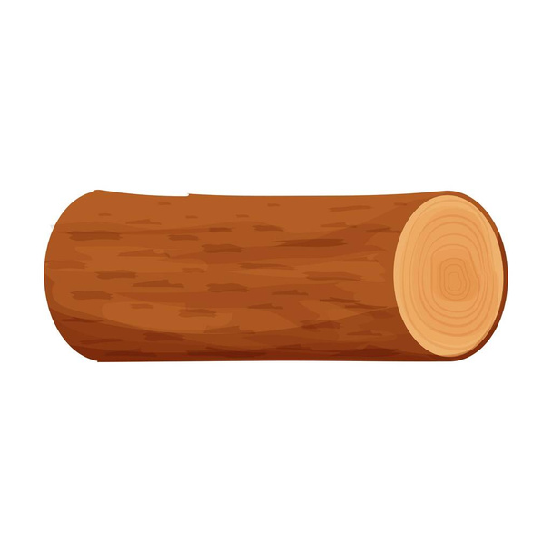 Boom log, houten materiaal in platte cartoon stijl geïsoleerd op witte achtergrond. Gestructureerd gedetailleerd clipart, rotsblok. Snijdeel, sectie. - Vector, afbeelding