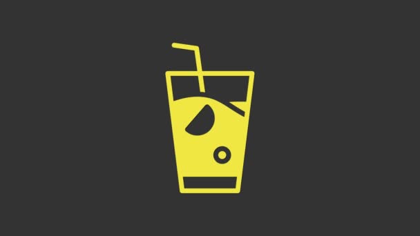 Yellow Fresh smoothie icoon geïsoleerd op grijze achtergrond. 4K Video motion grafische animatie - Video