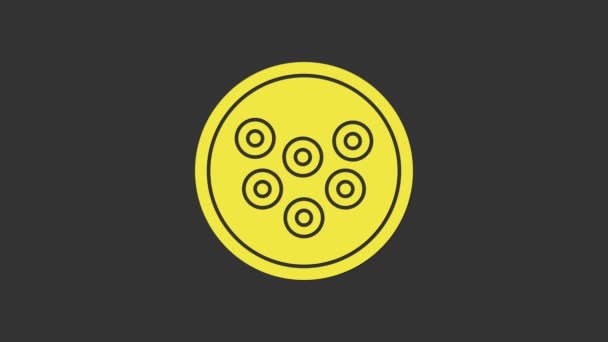 Caviar jaune sur une icône de plaque isolée sur fond gris. Animation graphique de mouvement vidéo 4K - Séquence, vidéo